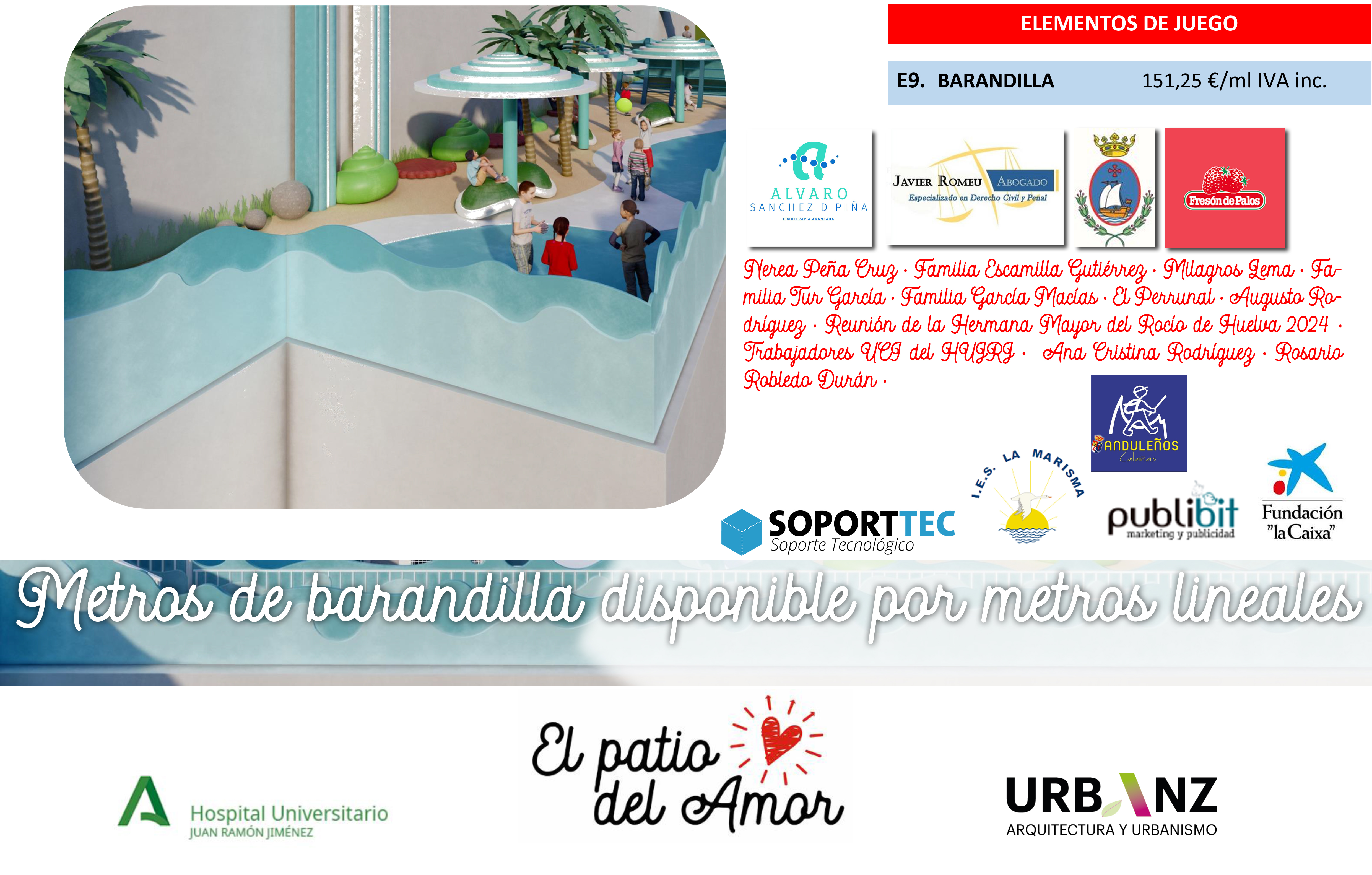 Rosario Robledo contribuye a la construccion de El Patio del Amor con un metro de suelo y barandilla